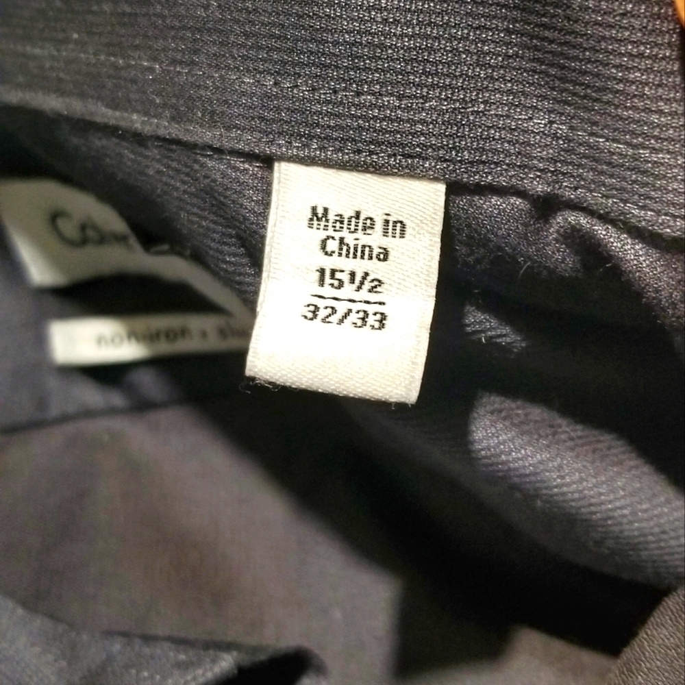 Calvin Klein / Men's Longsleeve Dress Shirt \ Gunmetal \ 15 15 1/2 32 33 ~ - Picture 6 of 7